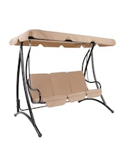 Charles Bentley Beige Premium 3 Seater Garden Swing - Image 3 of 6