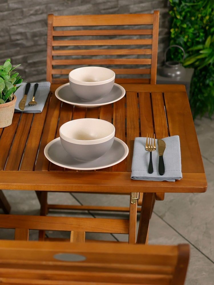 Charles Bentley Natural Wood Acacia Rectangular Garden Dining Table - Image 2 of 6