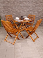 Charles Bentley Natural Wood Acacia Octagonal Foldable Garden Table - Image 1 of 4