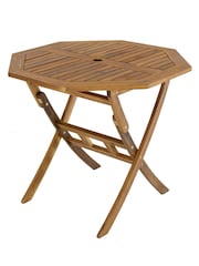 Charles Bentley Natural Wood Acacia Octagonal Foldable Garden Table - Image 2 of 4
