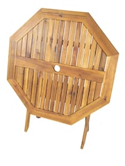 Charles Bentley Natural Wood Acacia Octagonal Foldable Garden Table - Image 3 of 4