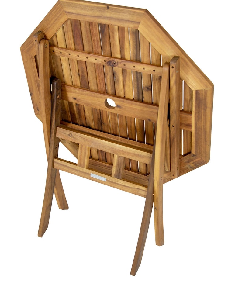 Charles Bentley Natural Wood Acacia Octagonal Foldable Garden Table - Image 4 of 4