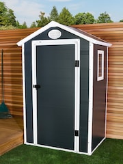 Charles Bentley Grey 4.4ft x 3.3ft Plastic Garden Shed - Image 1 of 6