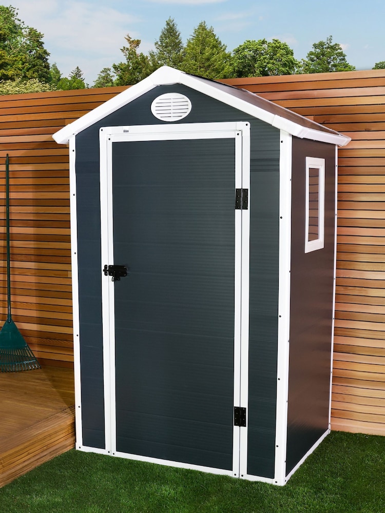 Charles Bentley Grey 4.4ft x 3.3ft Plastic Garden Shed - Image 1 of 6