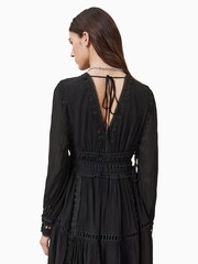 AllSaints Black Xanthe Long Sleeve Mini Dress - Image 2 of 7