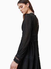 AllSaints Black Xanthe Long Sleeve Mini Dress - Image 6 of 7
