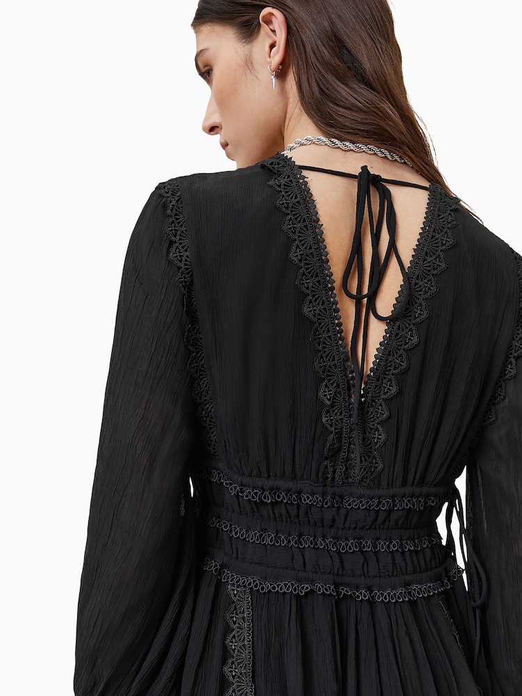 AllSaints Black Xanthe Long Sleeve Mini Dress - Image 7 of 7