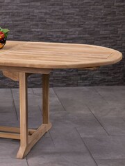 Charles Bentley Brown Teak Wooden Oval Extending Garden Table - Image 2 of 6