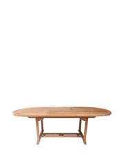 Charles Bentley Brown Teak Wooden Oval Extending Garden Table - Image 4 of 6