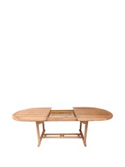 Charles Bentley Brown Teak Wooden Oval Extending Garden Table - Image 5 of 6