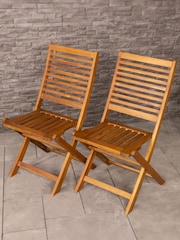 Charles Bentley Natural Wood Oval Folding Garden Table 6 Chairs - Image 2 of 6