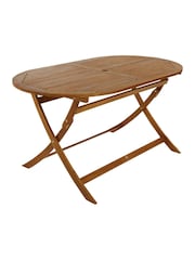Charles Bentley Natural Wood Oval Folding Garden Table 6 Chairs - Image 5 of 6