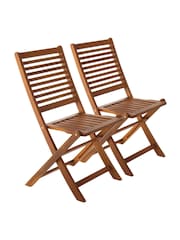 Charles Bentley Natural Wood Oval Folding Garden Table 6 Chairs - Image 6 of 6