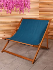 Charles Bentley Teal Double Wooden Garden Deck Chair - Image 1 of 4