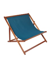 Charles Bentley Teal Double Wooden Garden Deck Chair - Image 3 of 4