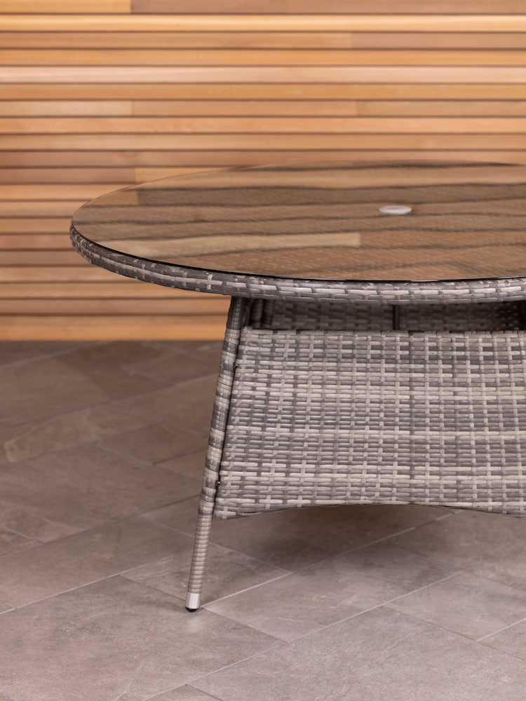 Charles Bentley Grey Rattan 6 Seater Garden Dining Table - Image 2 of 4