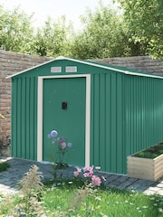 Charles Bentley Green Large 8ft x 10ft Metal Garden Shed - Image 1 of 3