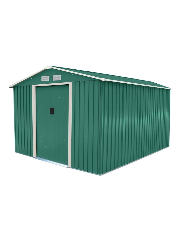 Charles Bentley Green Large 8ft x 10ft Metal Garden Shed - Image 2 of 3