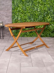 Charles Bentley Natural Wood Acacia Oval Folding Garden Dining Table - Image 1 of 5