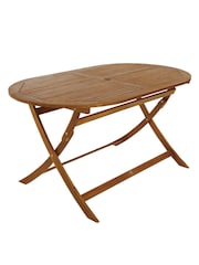 Charles Bentley Natural Wood Acacia Oval Folding Garden Dining Table - Image 2 of 5