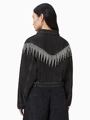 AllSaints Black Marlene Embroidery Jacket - Image 3 of 8