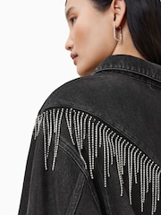 AllSaints Black Marlene Embroidery Jacket - Image 5 of 8