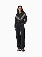 AllSaints Black Marlene Embroidery Jacket - Image 6 of 8