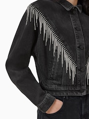 AllSaints Black Marlene Embroidery Jacket - Image 7 of 8