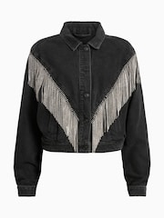 AllSaints Black Marlene Embroidery Jacket - Image 8 of 8