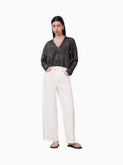 AllSaints Grey Kaito V-Neck Jumper - Image 2 of 7