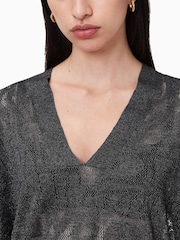 AllSaints Grey Kaito V-Neck Jumper - Image 3 of 7