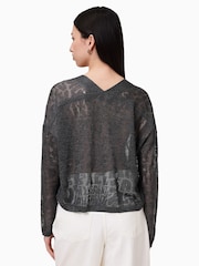 AllSaints Grey Kaito V-Neck Jumper - Image 4 of 7