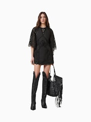 AllSaints Black 100% Cotton Luci Dress - Image 1 of 7