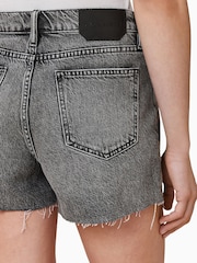 AllSaints Grey Tate Denim Shorts - Image 5 of 8
