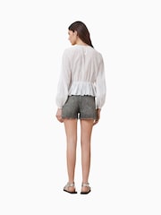AllSaints Grey Tate Denim Shorts - Image 7 of 8