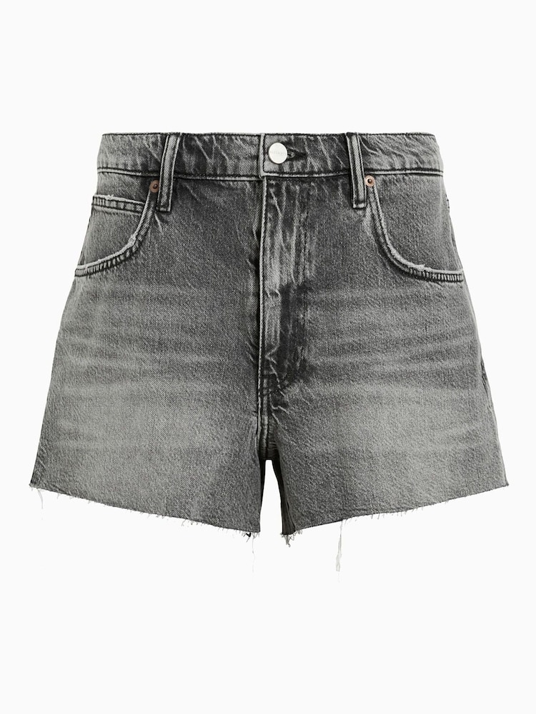AllSaints Grey Tate Denim Shorts - Image 8 of 8