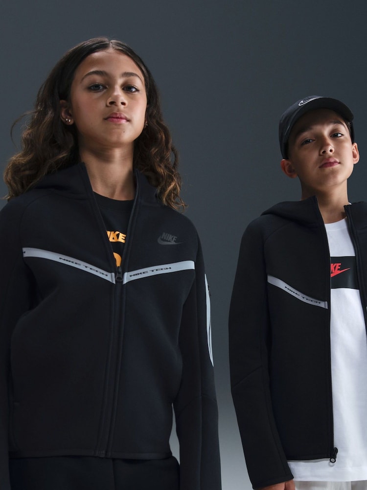 Nike Black Sportswear Tech Fleece Full Zip Hoodie - Image 1 of 7