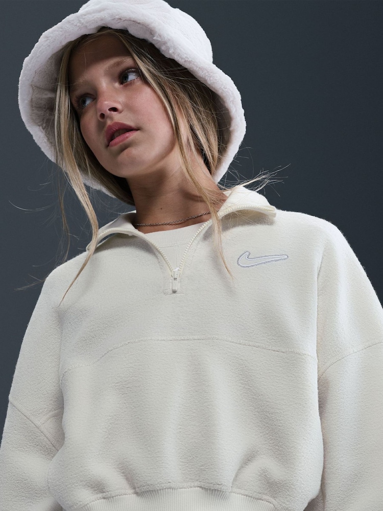 Nike Soft Pearl Sportswear Long Sleeve Cosy Fleece Half Fleece - Image 5 of 5 Nike Soft Pearl Sportswear Long Sleeve Cosy Fleece Half Fleece - Image 5 of 5