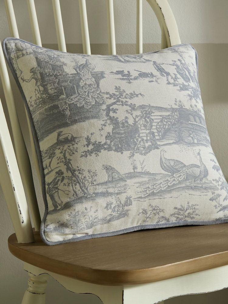 Laura Ashley Chambray Blue Braysmith Toile Cushion - Image 1 of 6