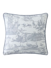Laura Ashley Chambray Blue Braysmith Toile Cushion - Image 5 of 6