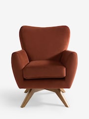 Soft Velvet Rust Brown Wilson Swivel Accent Chair - Image 6 of 10