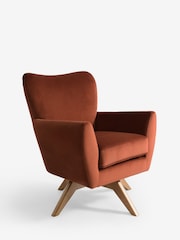 Soft Velvet Rust Brown Wilson Swivel Accent Chair - Image 7 of 10