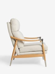 Tweedy Plain Light Natural Flinton High Back Wooden Accent Chair - Image 9 of 11