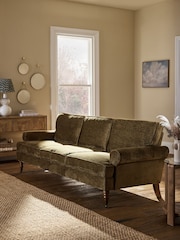 Plush Chenille Moss Green Delia 4 Seater Sofa - Image 2 of 10