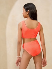 Lipsy Orange Heart Buckle Scoop Neck Textured Bikini (5-16yrs) - Image 4 of 4