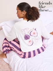 Friends Like These Purple Petite Dont Give A Fig Nightwear Set - Image 10 of 10