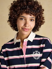 Ναυτικό μπλε και ροζ Ριγέ - Joules Lara Boxy Fit Rugby Πουκάμισα - Εικόνα 4 του 11