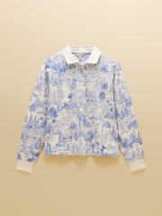 Joules Lara Blue Toile Print Striped Rugby Shirt - Image 11 of 11