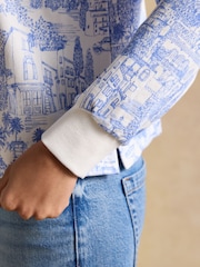 Joules Lara Blue Toile Print Striped Rugby Shirt - Image 4 of 9