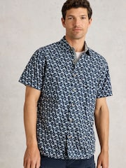White Stuff Blue Finsbury Koi Printed 100% Organic Cotton Shirt - Image 1 of 4